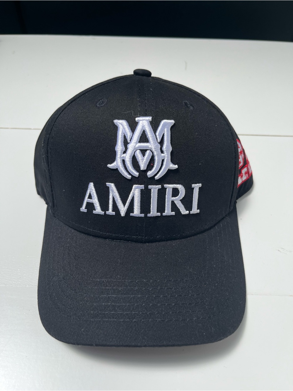 AMIRI Black Cap with White Raised Logo